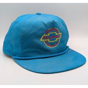 Vintage Hirlinger Chevrolet Hat Teal Blue Snapback 80s 90s Car Dealer Rope VTG